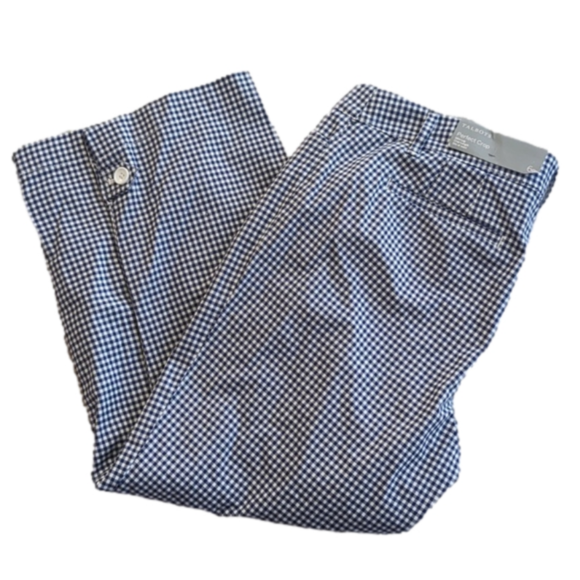 Talbots Pants - Talbot's Blue White Checkered Slim Leg Perfect Crop Petite Fit Pants Size 6P NWT